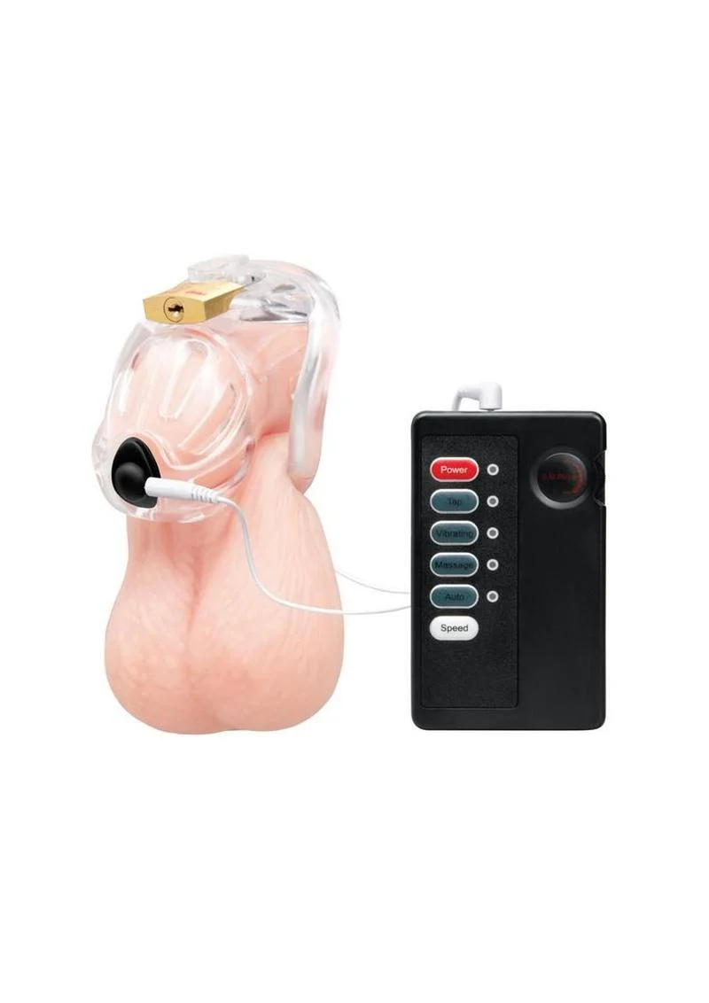 Blueline Electroshock Acrylic See Thru Chastity Cock Cage