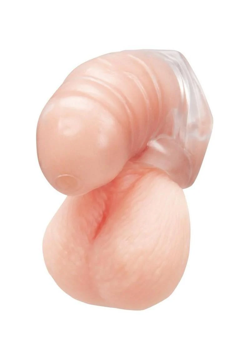 Blueline Silicone Chastity Cage with Ball Loop and Pisshole