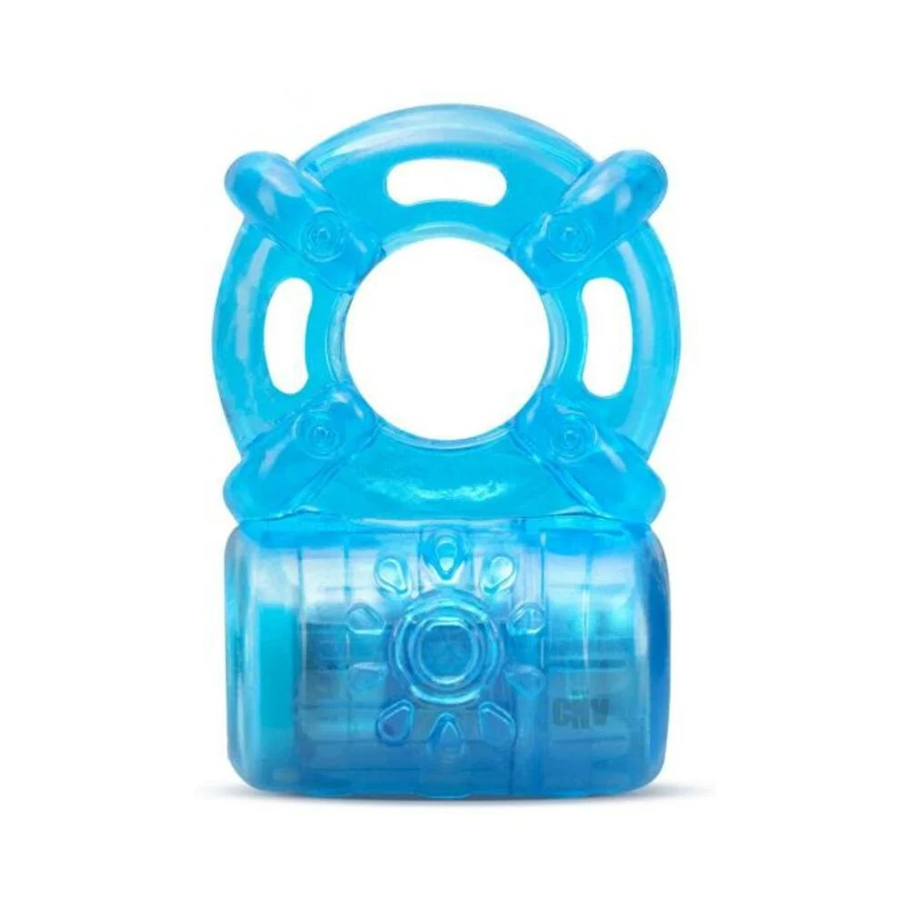 Blush Stay Hard Rechargeable 5 Function Cock Ring- Blue