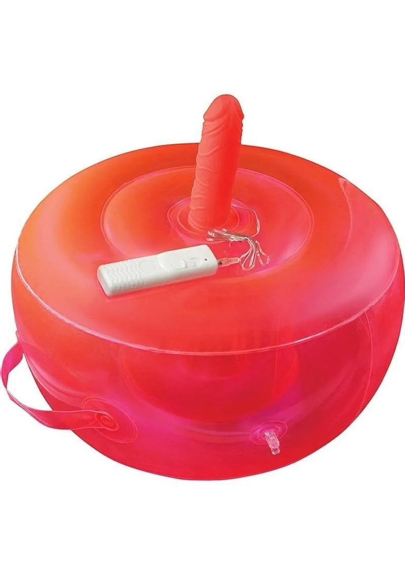 Bouncy Banger Inflatable Cushion with Wire Controller Vibrating Silicone Dildo