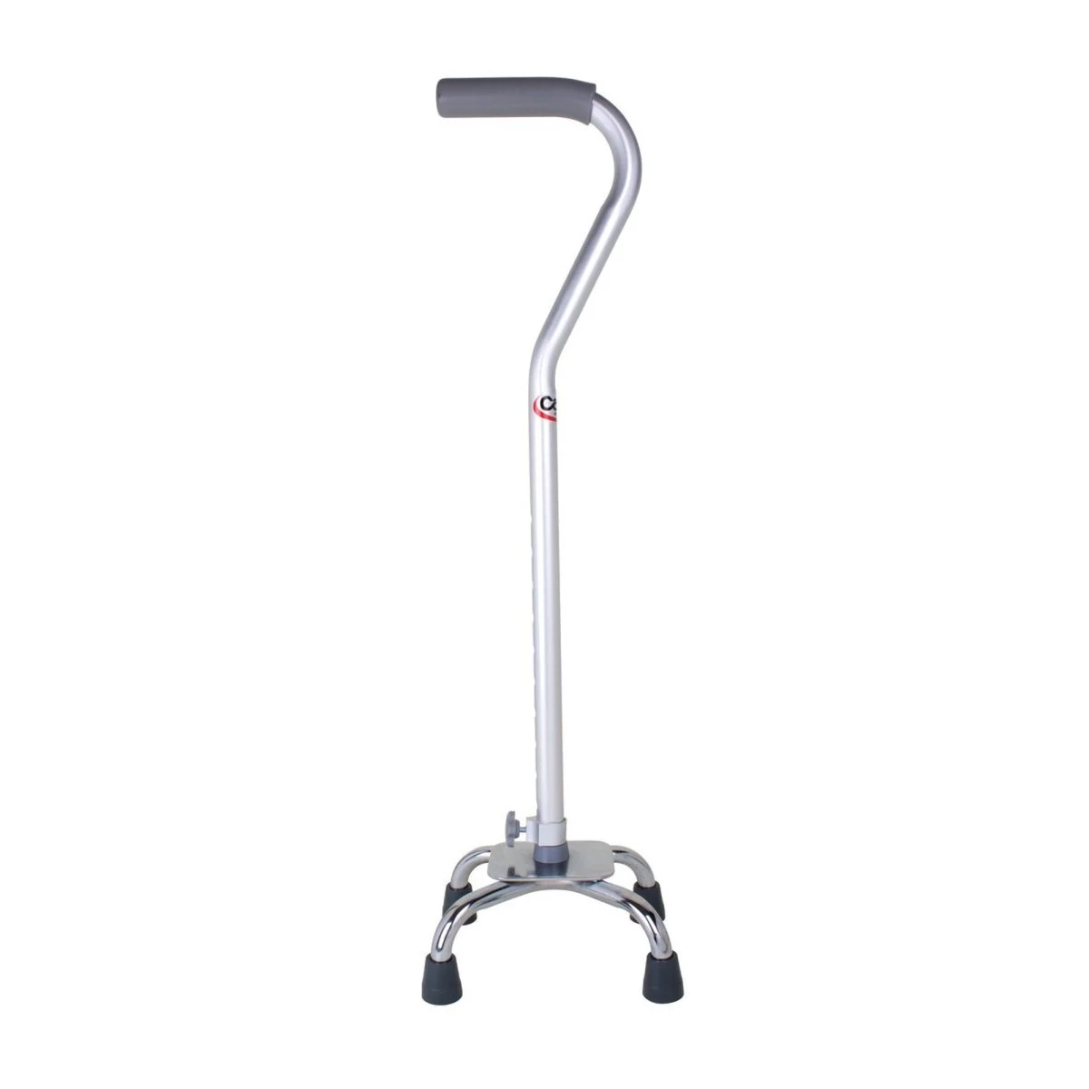 Carex Offset Quad Cane with Small Base, Silver
