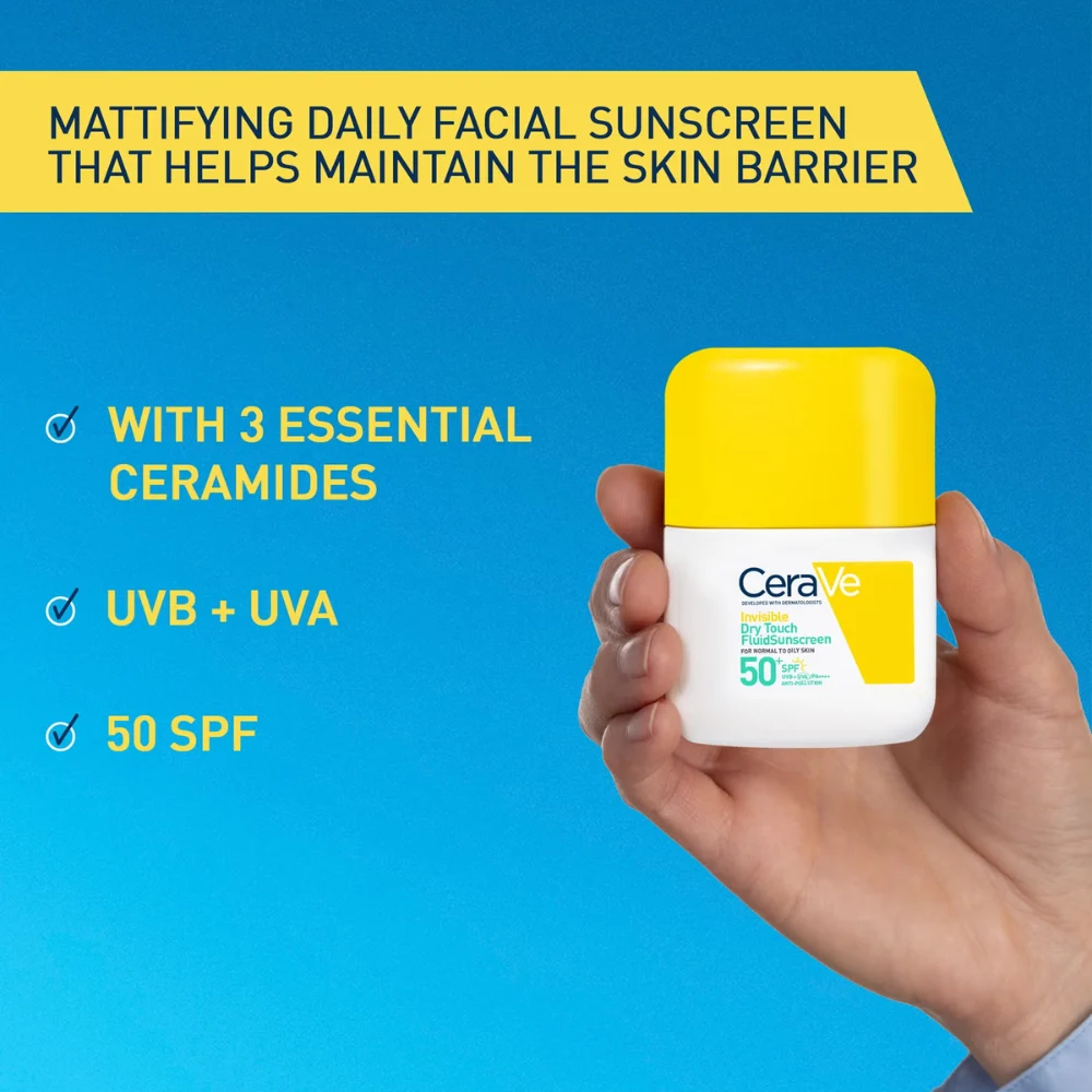 CeraVe Invisible Dry Touch Fluid Sunscreen for Normal to Combination Skin