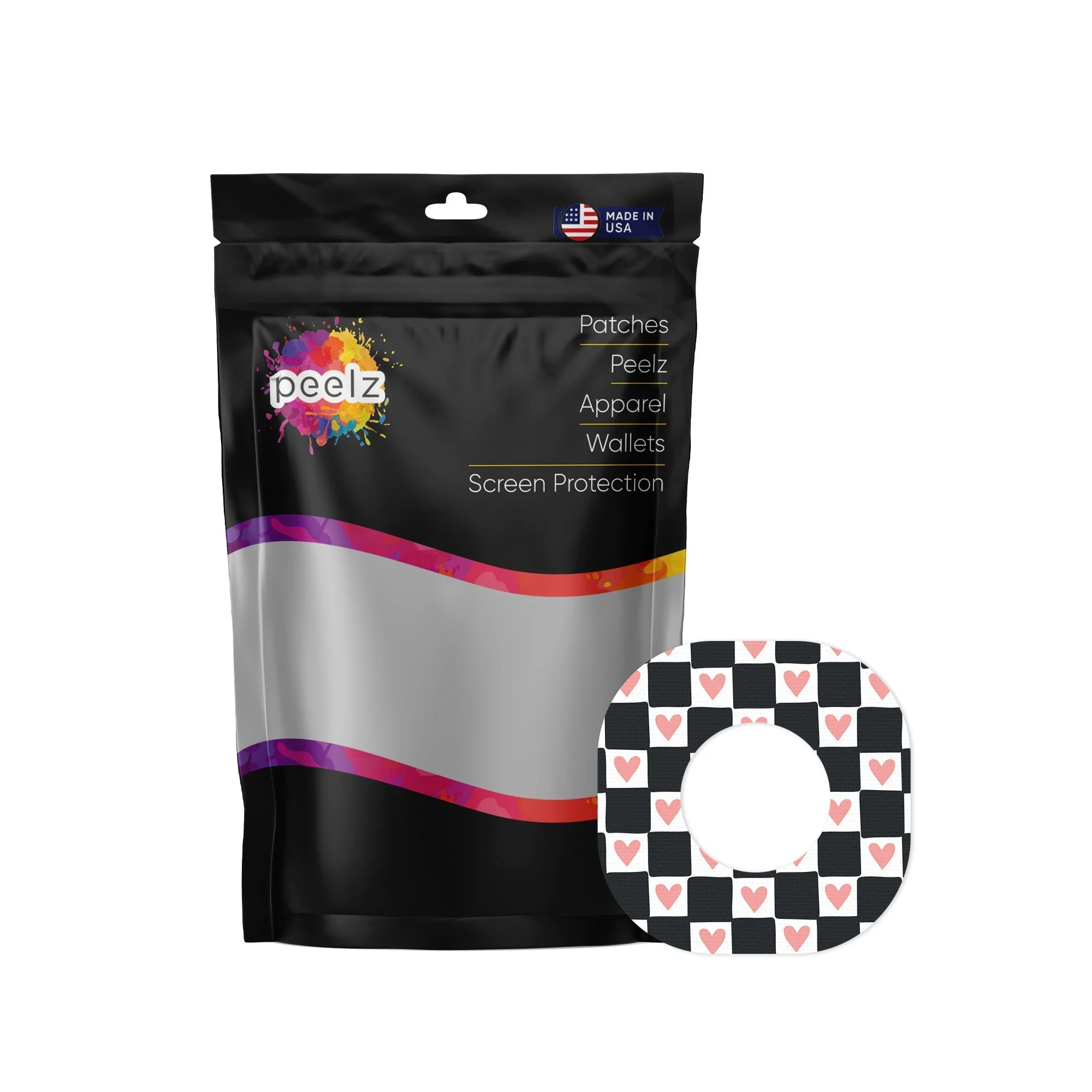 Checkered Hearts Dexcom G7 and Stelo Patch Tape - Pump Peelz