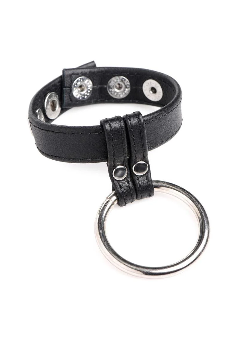 Cock Gear Leather and Steel Cock and Ball Ring