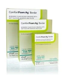 ComfortFoam/Ag Border Silver Foam Dressing, 6 x 6 Inch