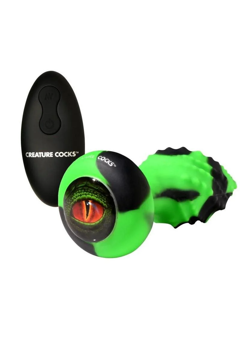 Creature Cocks Eye Of The Spawn Rechargeable Silicone Vibrating and Squirming Butt Plug with Remote