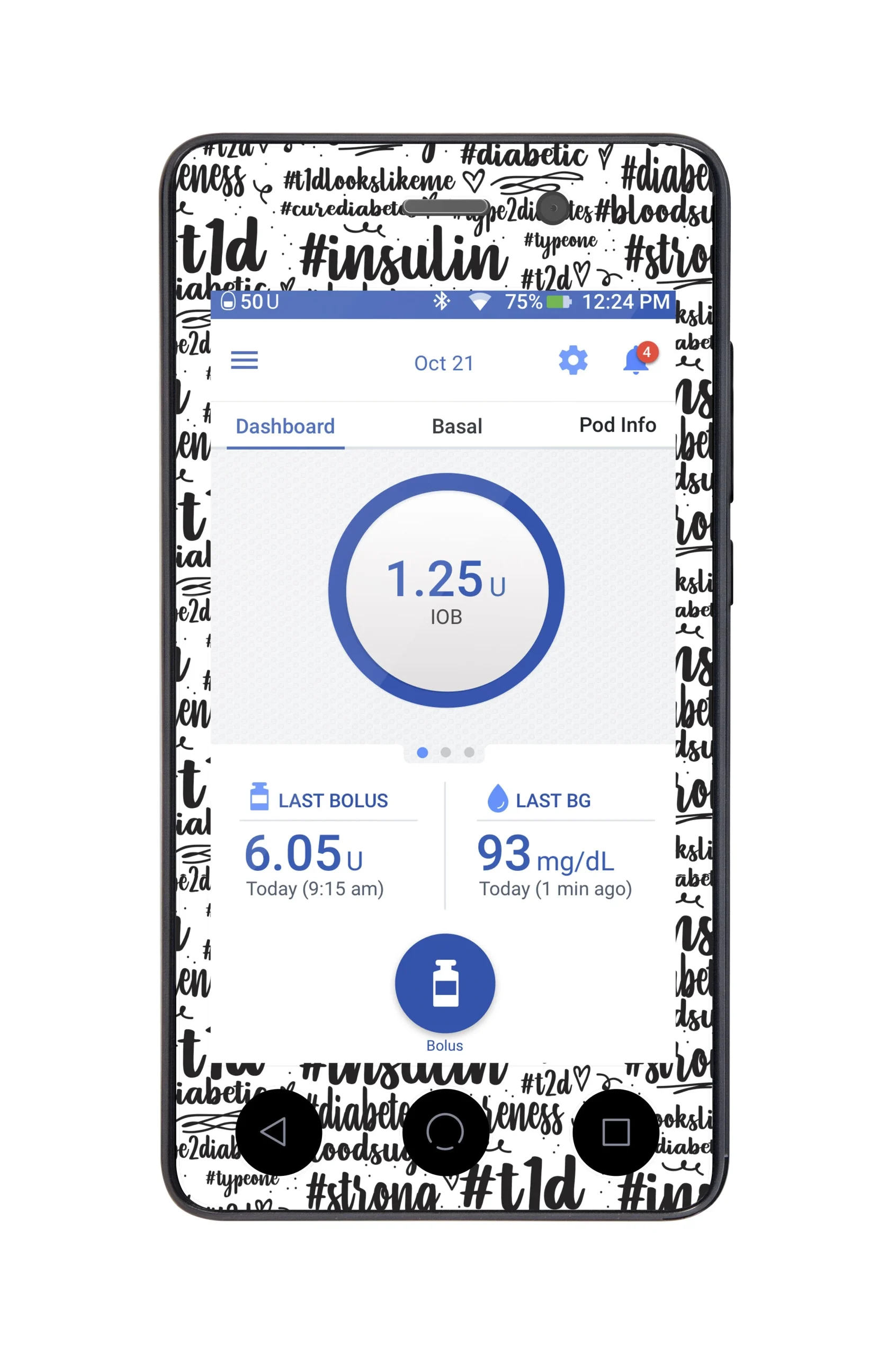 #Diabetes Sticker for Omnipod DASH PDM – Pump Peelz
