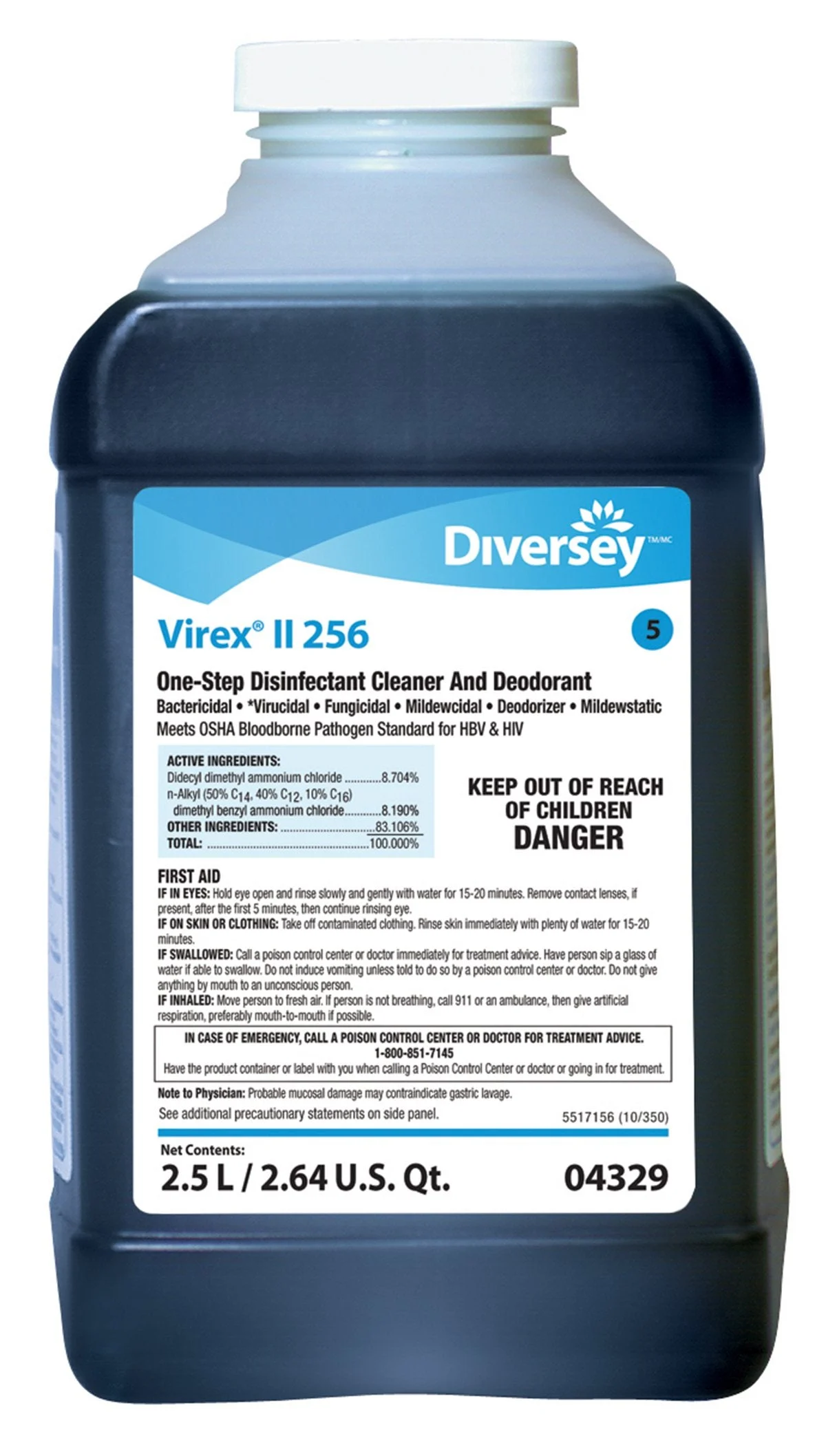 Diversey Virex II 256 Surface Disinfectant Concentrate, 2.5 liter