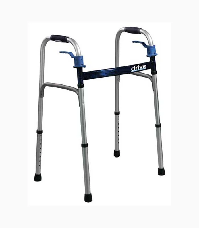 drive Deluxe Aluminum Dual Release Folding Walker with Wheels
