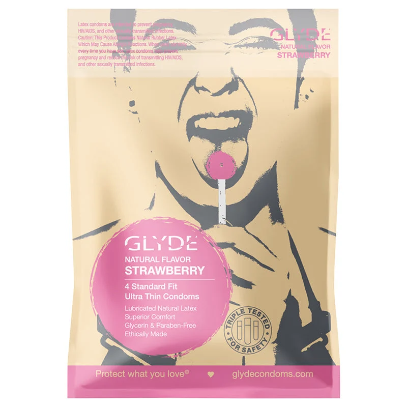 GlydeNatural Flavor Condom Strawberry 4pk