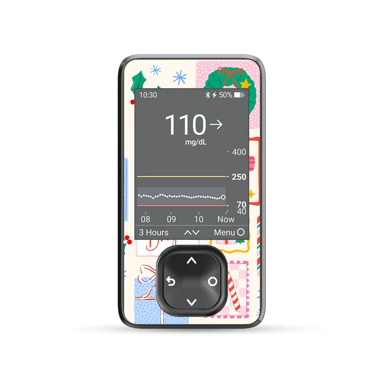 Holiday Greetings Dexcom G7 and G6 Touchscreen Receiver Sticker - Pump Peelz