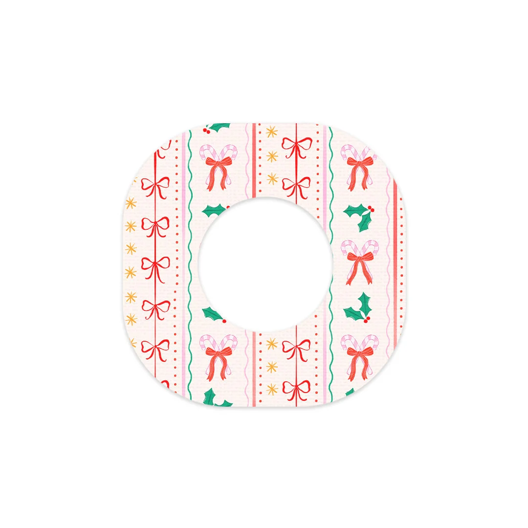 Holly Jolly Ribbon Dexcom G7 and Stelo Patch Tape - Pump Peelz