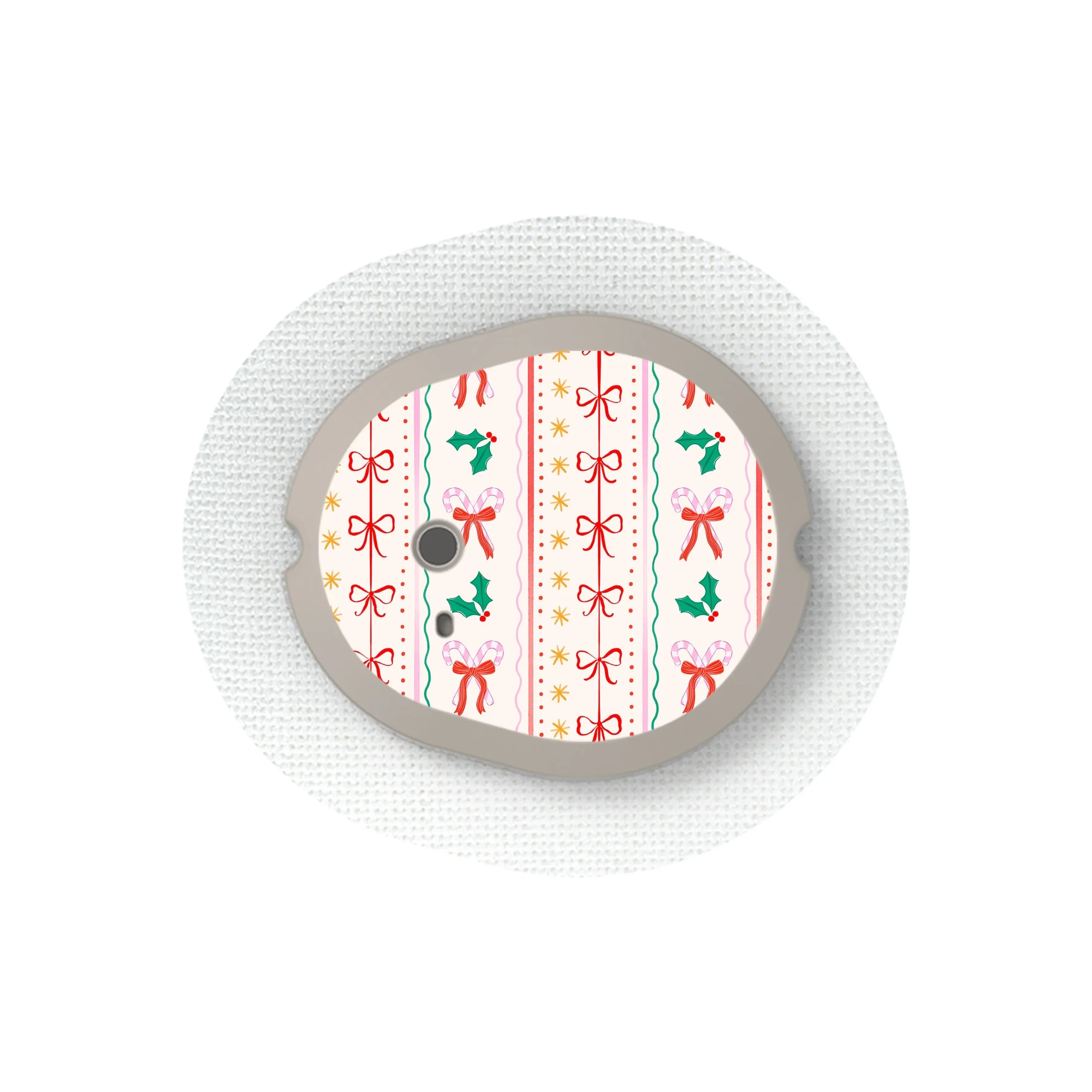 Holly Jolly Ribbon Dexcom G7 and Stelo Transmitter Sticker - Pump Peelz