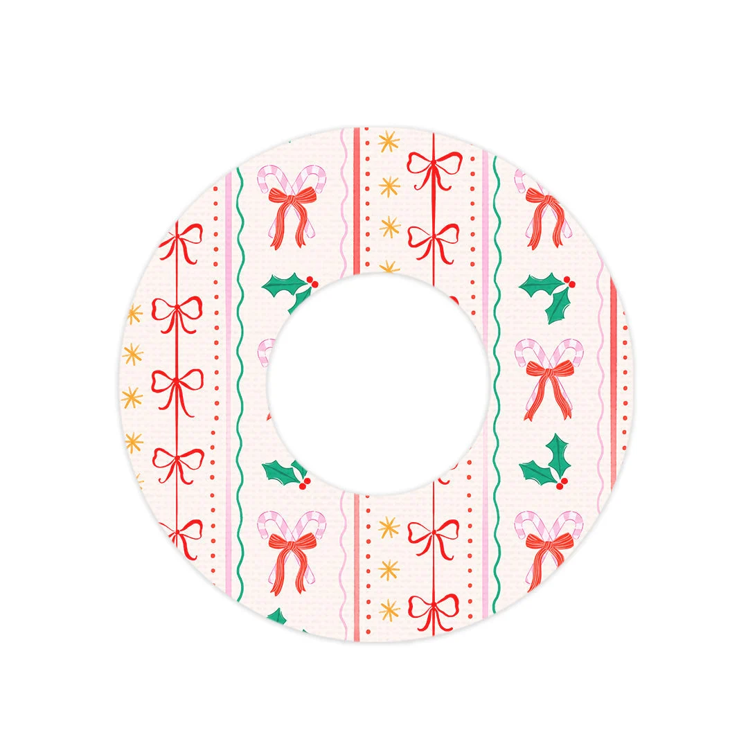 Holly Jolly Ribbon Freestyle Libre 2 Patch Tape - Pump Peelz