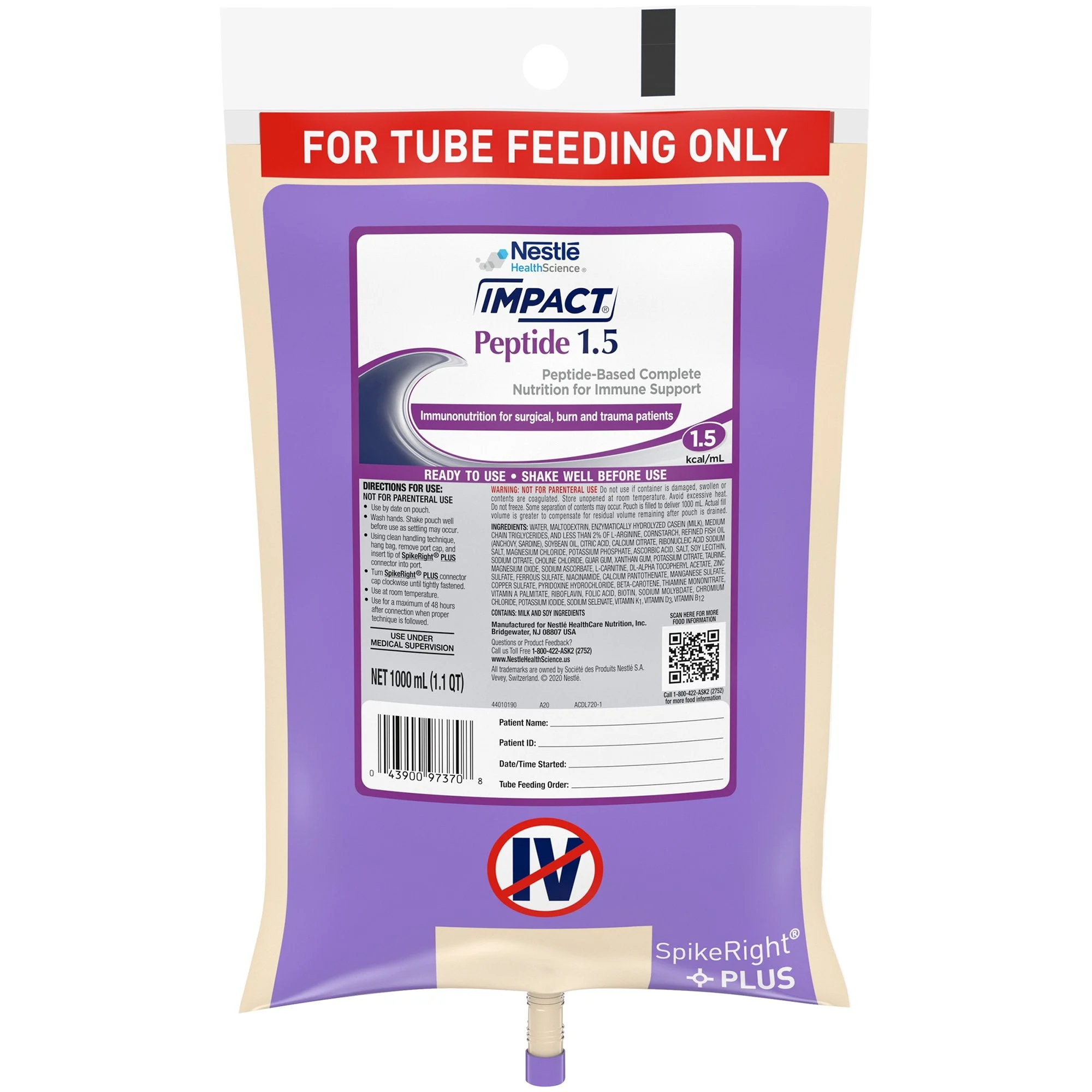 Impact Peptide 1.5 Ready to Hang Tube Feeding Formula