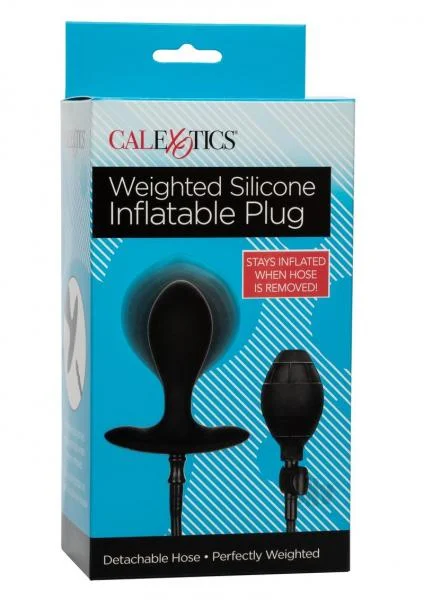 Inflatable Silicone Butt Plug With Weight, Black
