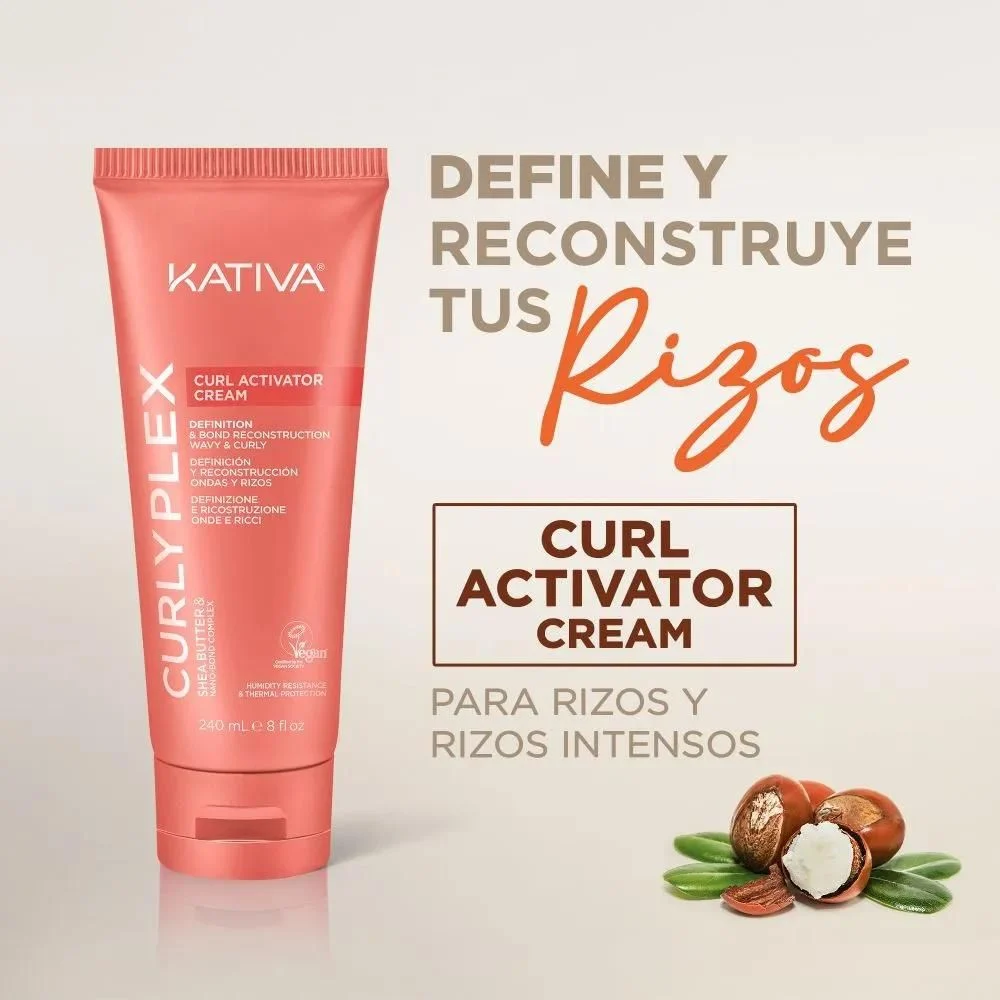 Kativa Curly Plex Curl Activator Cream Definition and Bond Reconstruction