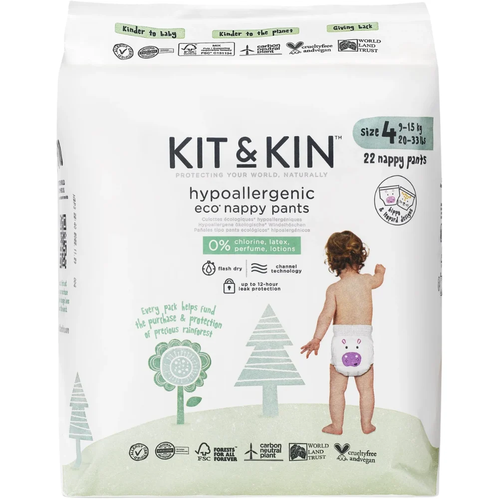 Kit & Kin Hypoallergenic Disposable Eco Nappy Pants