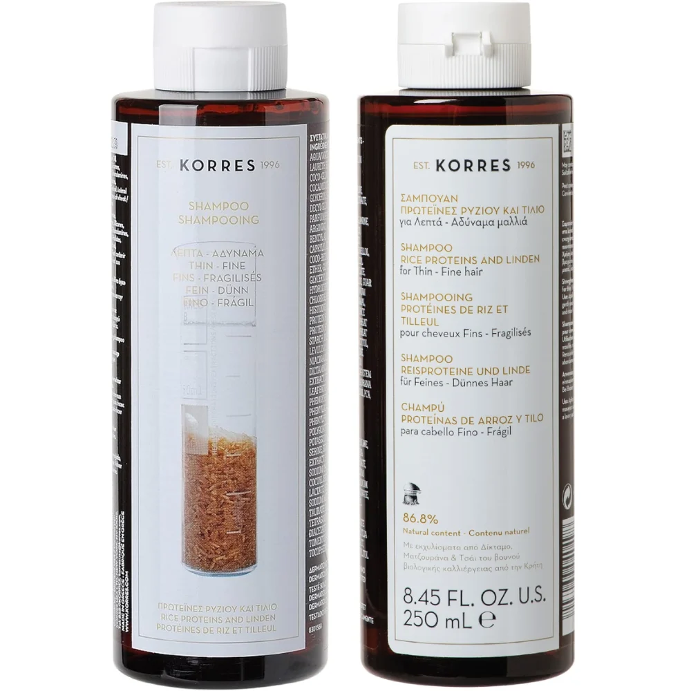 Korres Rice Proteins and Linden Volumizing Shampoo for Thin Hair