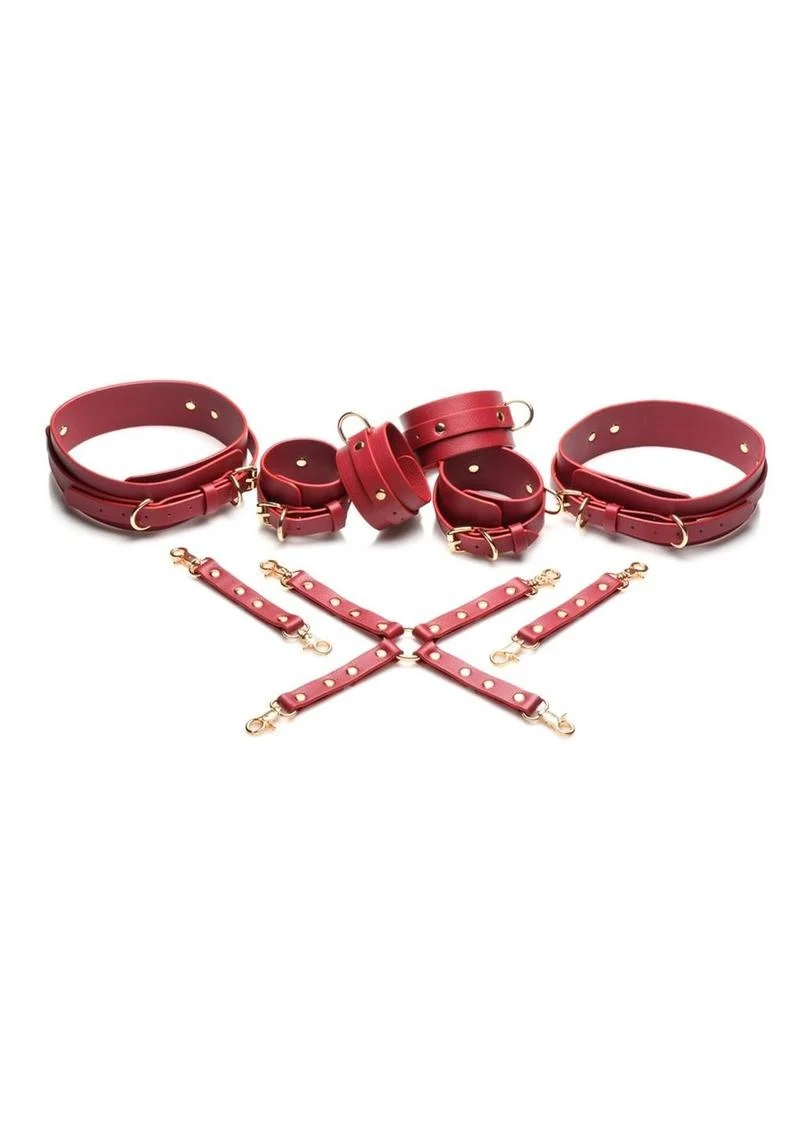 Master Series Crimson Captive Thigh, Wrist, Ankle Hog Tie Restraints