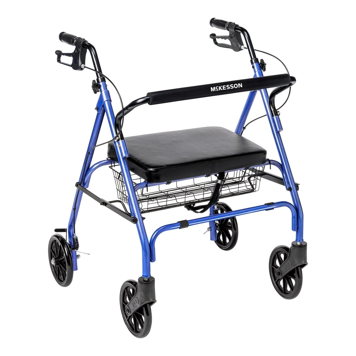 McKesson Bariatric Blue Folding Steel 4 Wheel Rollator
