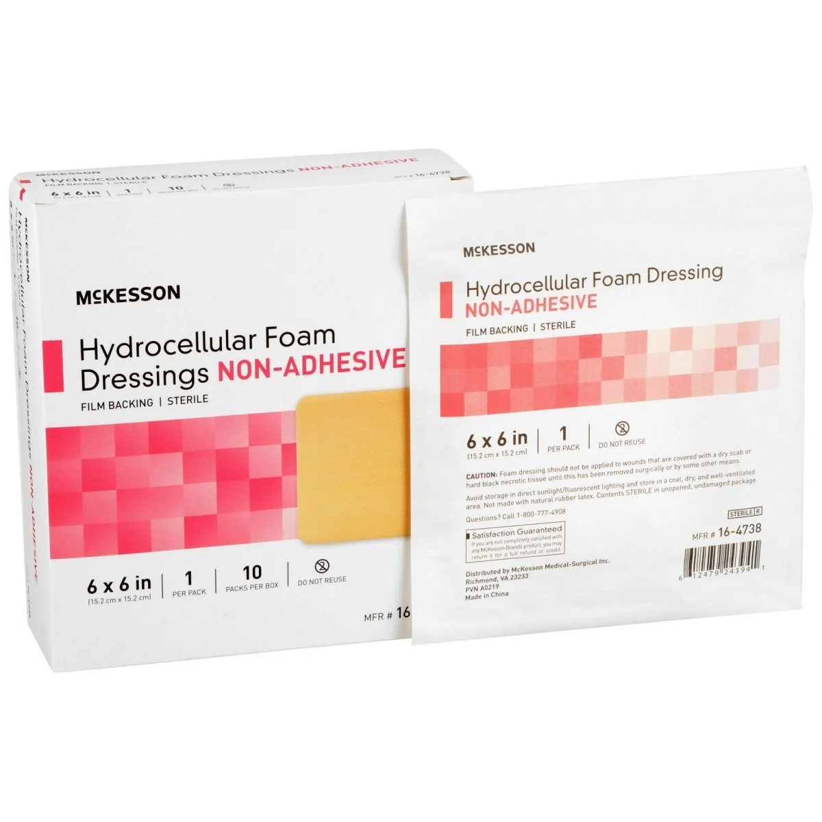 McKesson Nonadhesive without Border Foam Dressing, 6 x 6 Inch