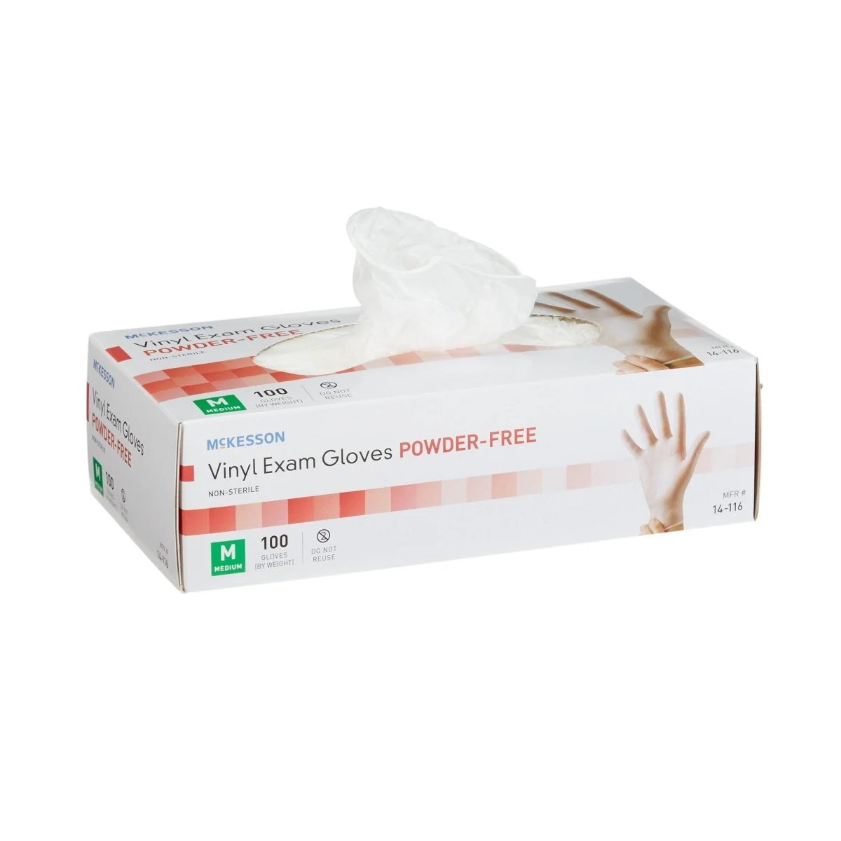 McKesson NonSterile Vinyl Standard Length Smooth Exam Gloves