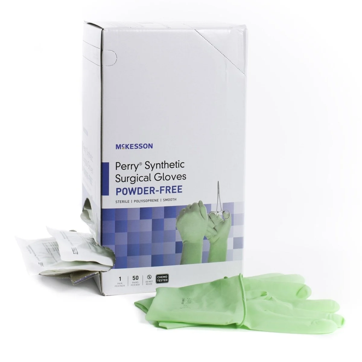 McKesson Perry Polyisoprene Standard Cuff Length Surgical Glove, Green