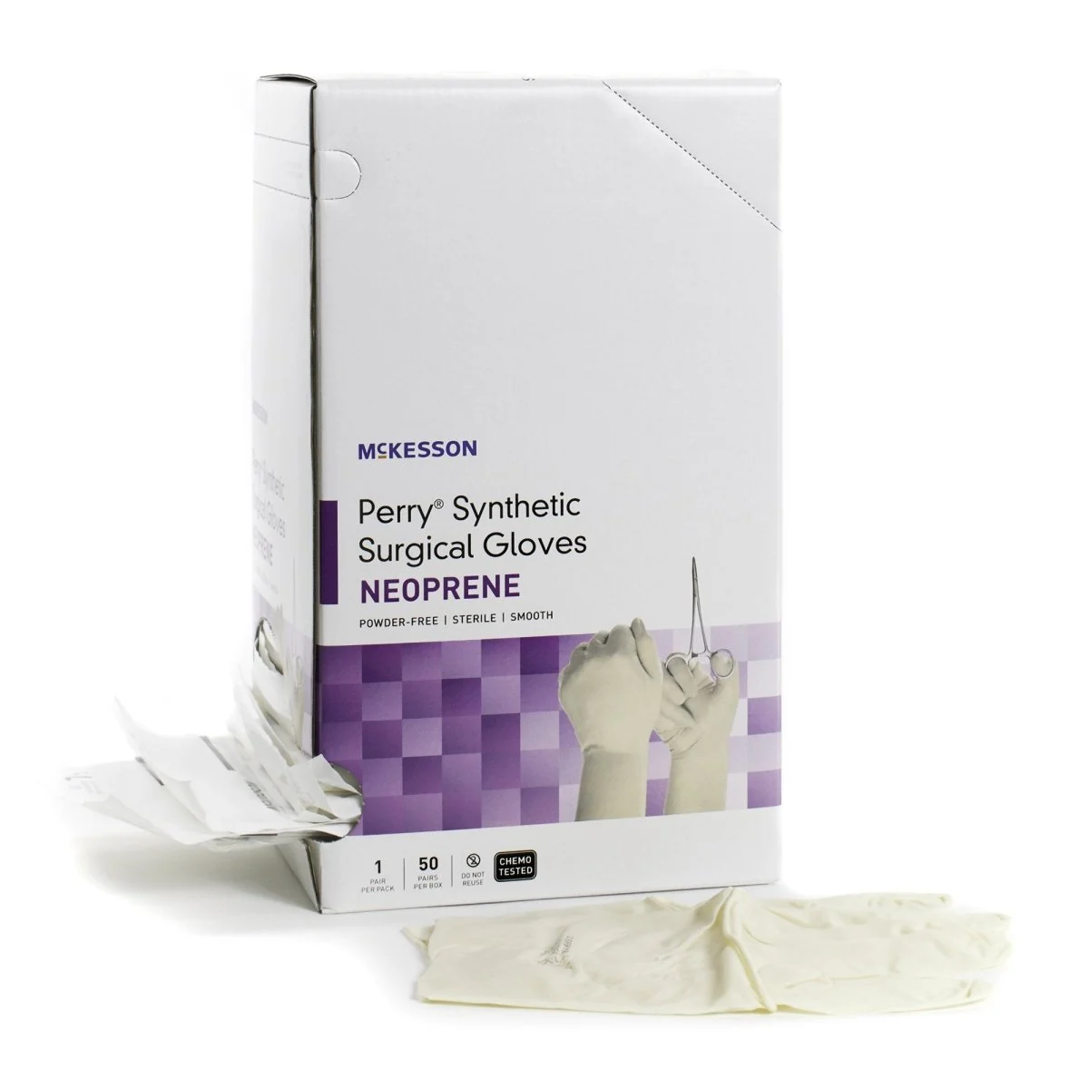 McKesson Perry Synthetic Surgical Gloves Polychloroprene Standard Cuff Length Surgical Glove, Cream