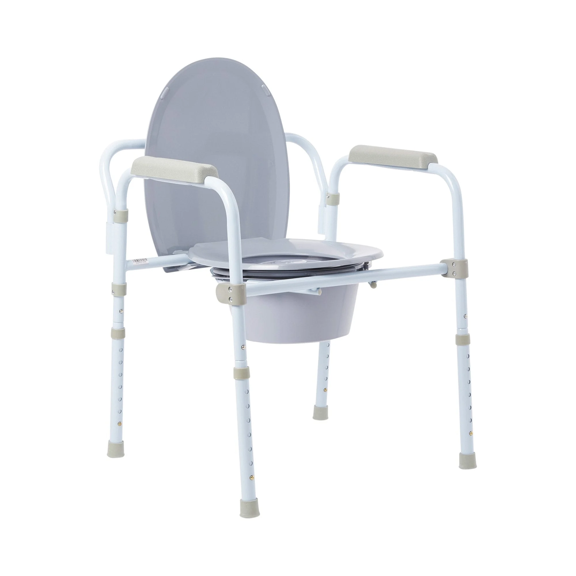 McKesson Steel Folding Commode Chair with fixed arm
