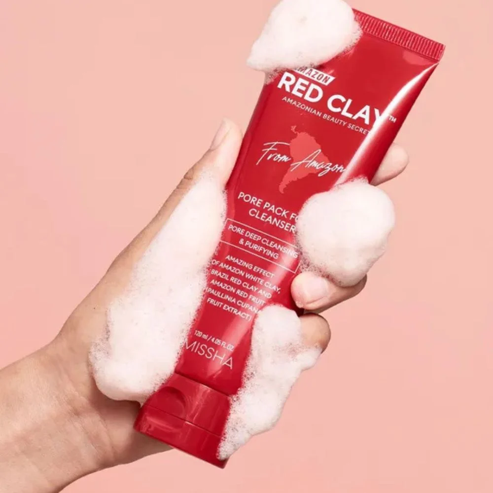 Missha Amazon Red Clay Pore Pack Foam Cleanser Purifying