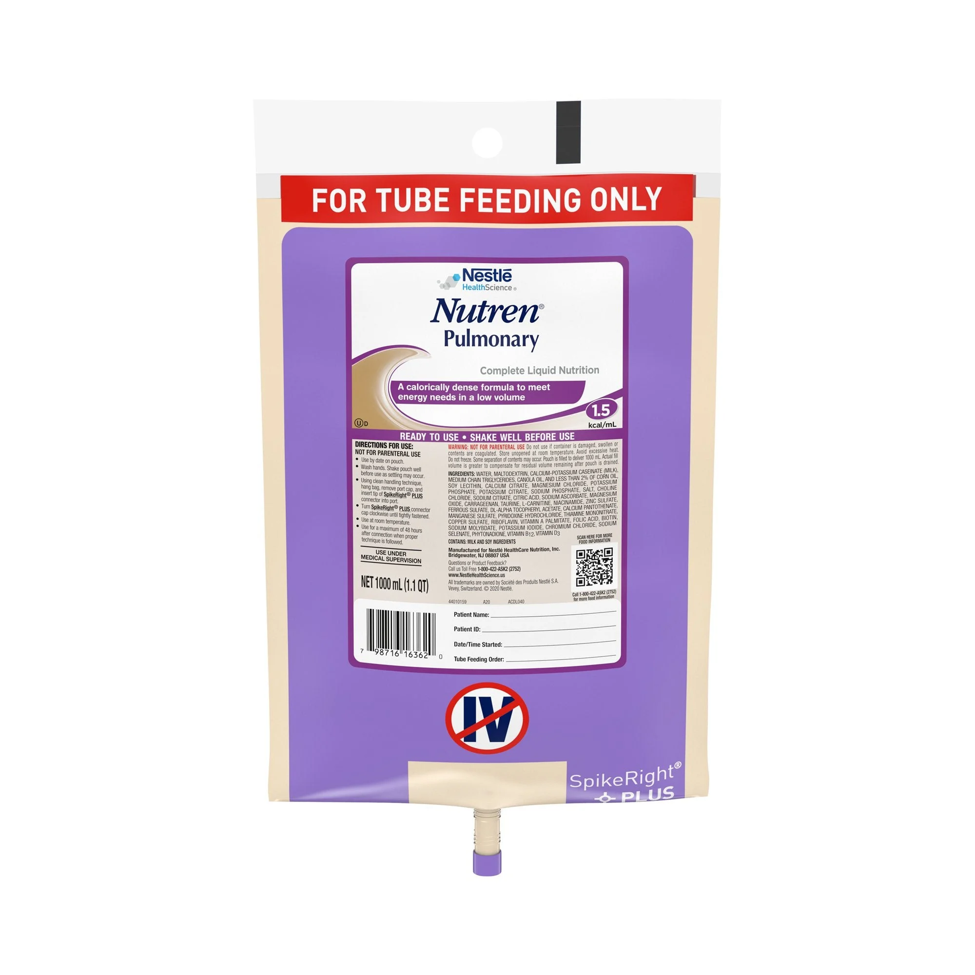 Nutren Pulmonary Ready to Hang Tube Feeding Formula