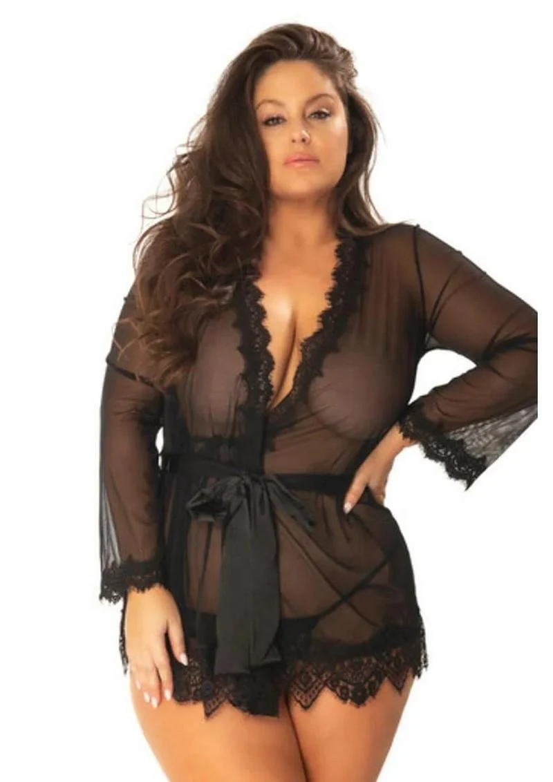 Oh LA LA Provence Short Sheer Robe 1x/2x