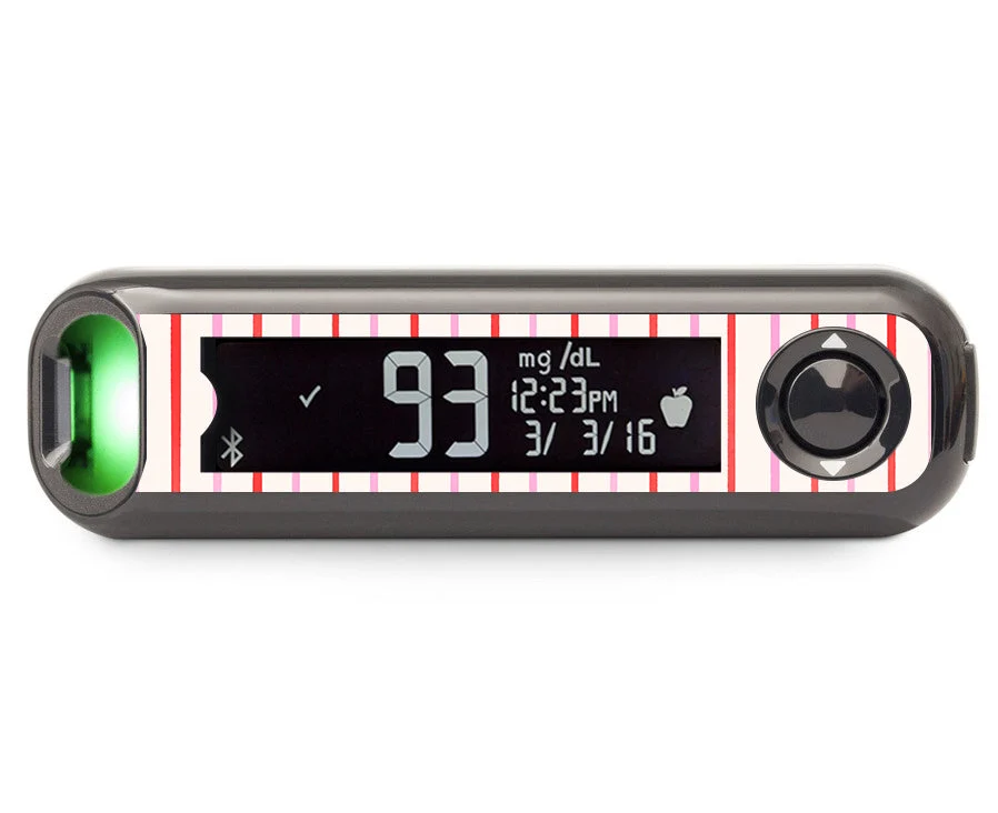Peppermint Stripes Bayer Contour© Next One Glucometer Sticker - Pump Peelz