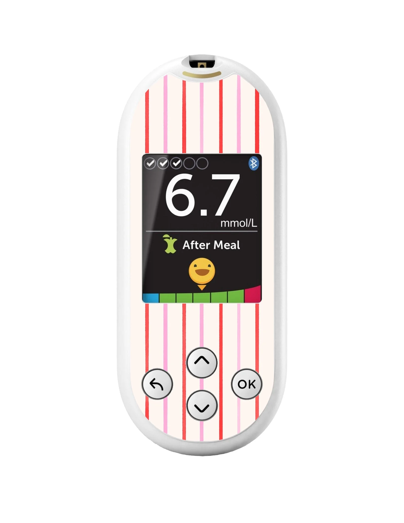 Peppermint Stripes OneTouch Verio Reflect Glucometer - Pump Peelz