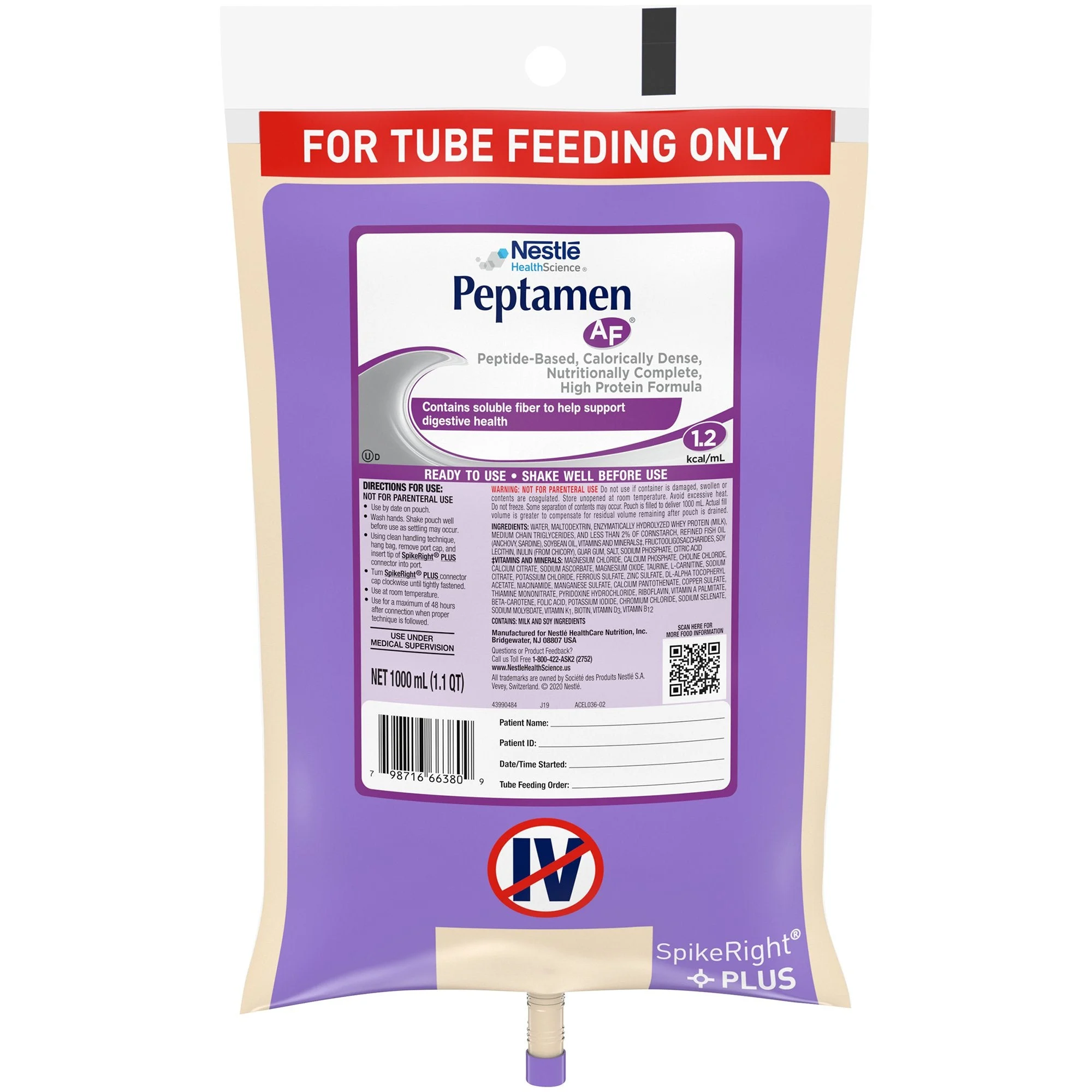 Peptamen AF Ready to Hang Tube Feeding Formula