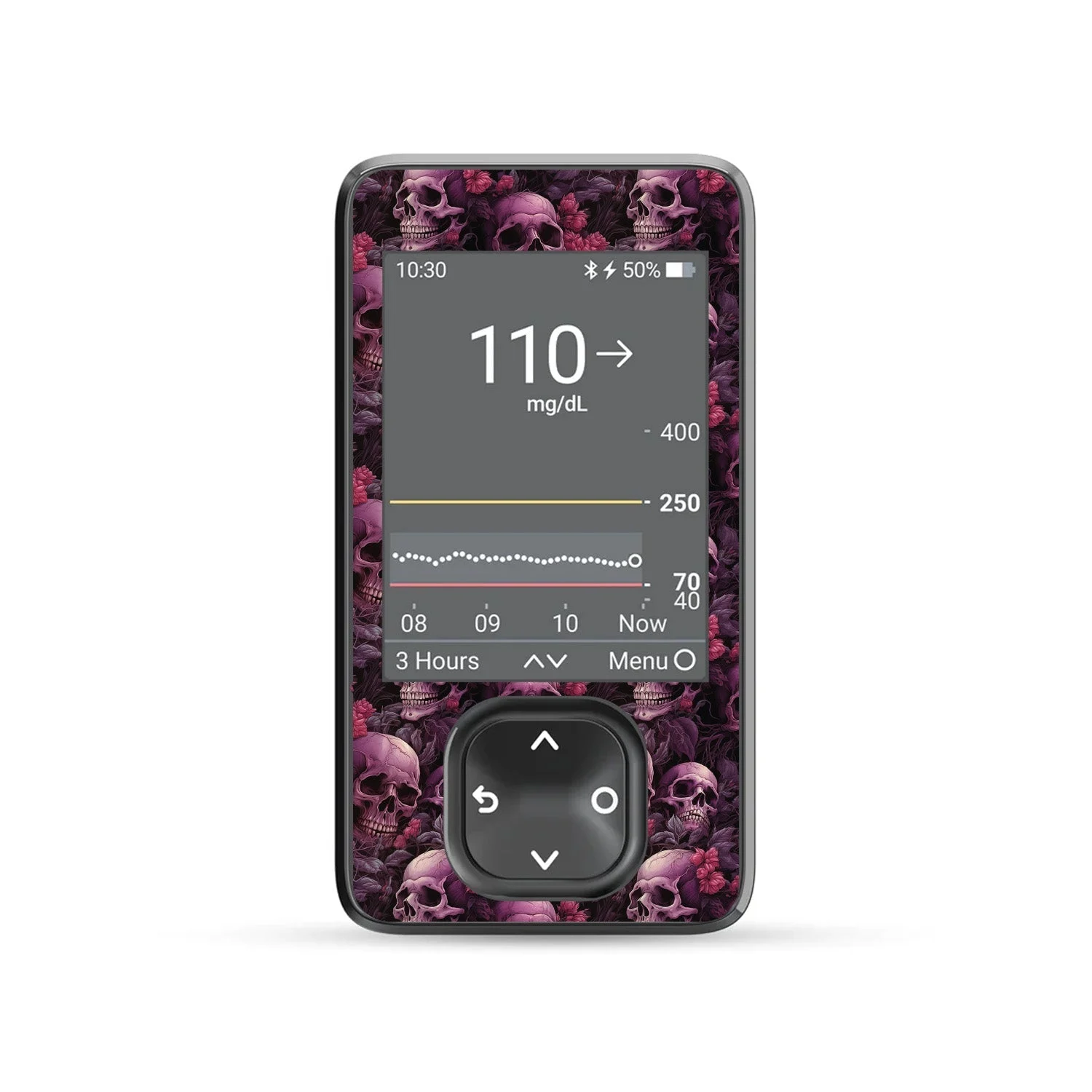 Pink Skulls DEXCOM G7 and Stelo and G6 Touchscreen Receiver Sticker
