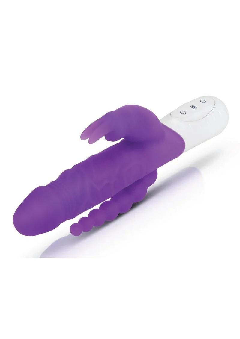 Rabbit Essentials Silicone Rechargeable Slim Realistic Double Penetration Rabbit Vibrator