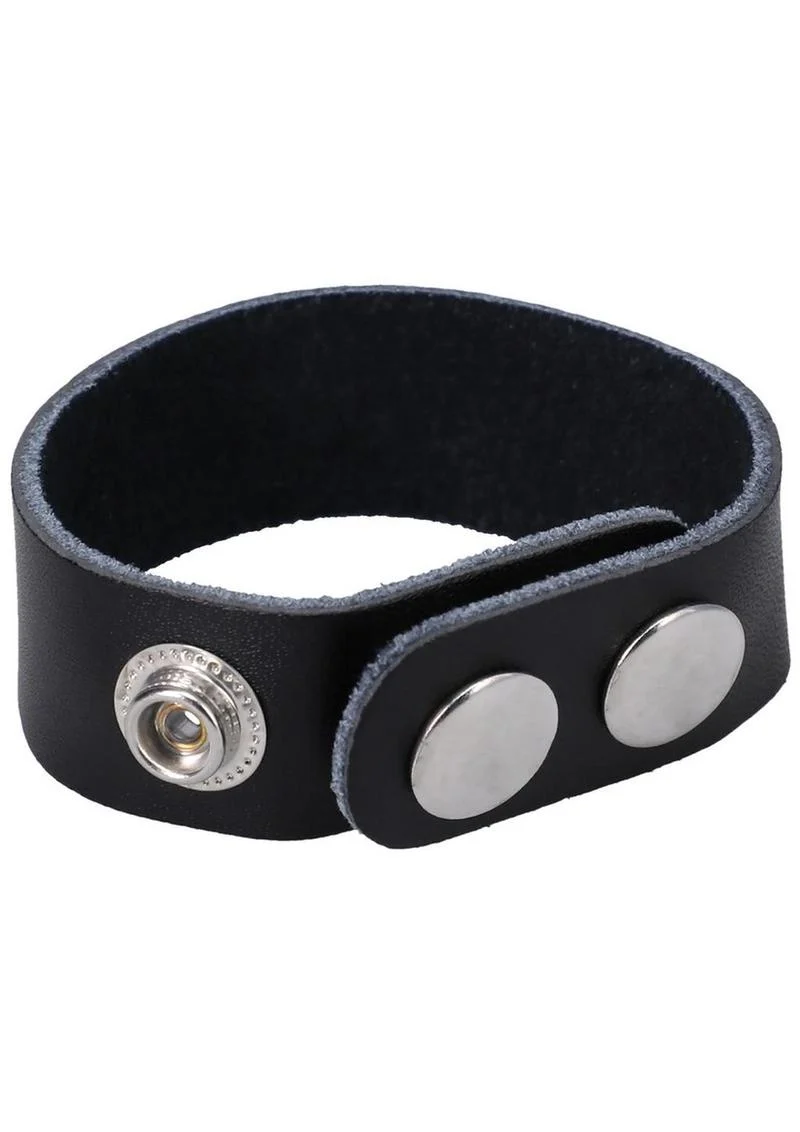 Rock Solid The Leather 3 Snap Adjustable Cock Ring