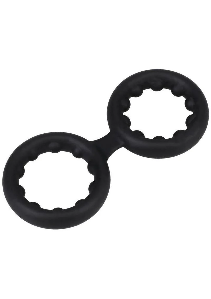 Rock Solid Silicone Double Stamina Cock Ring with Metal Beads
