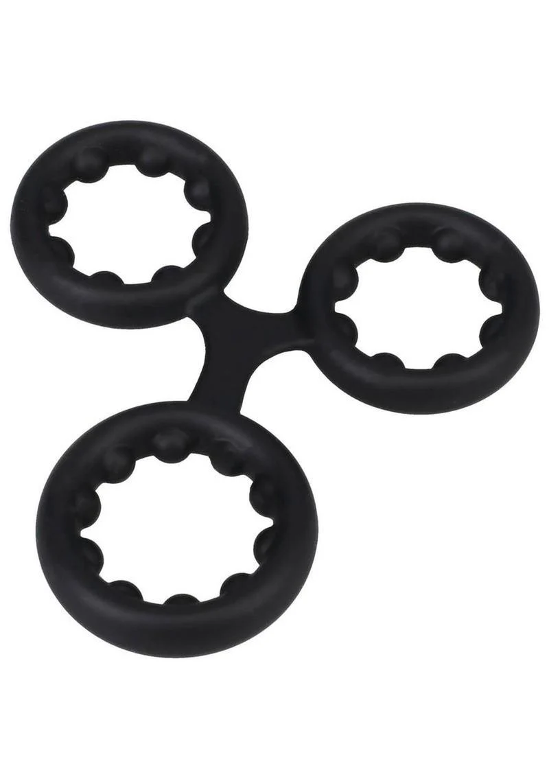 Rock Solid Silicone Triple Stamina Cock Ring with Metal Beads