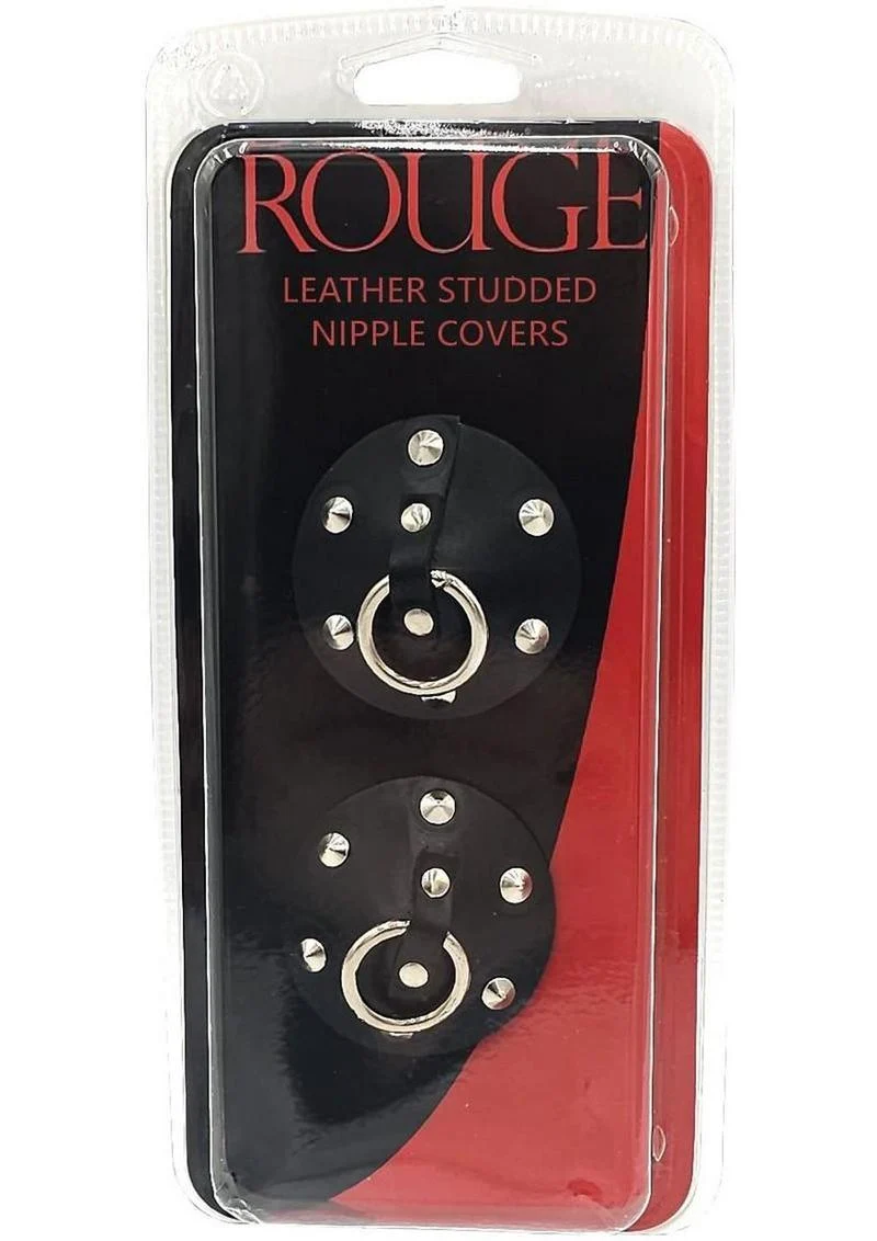 Rouge Leather Studded Nipple Covers