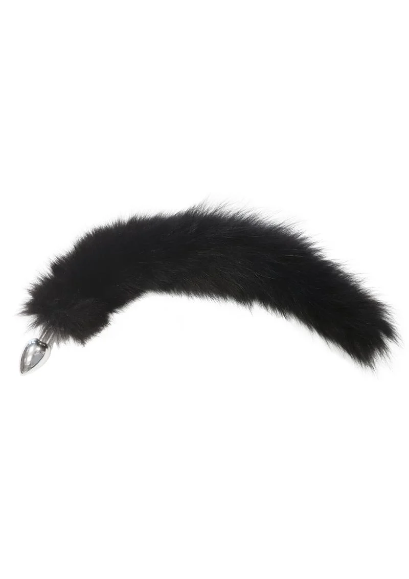 Rouge Stainless Steel Butt Plug Tail with Real Fur