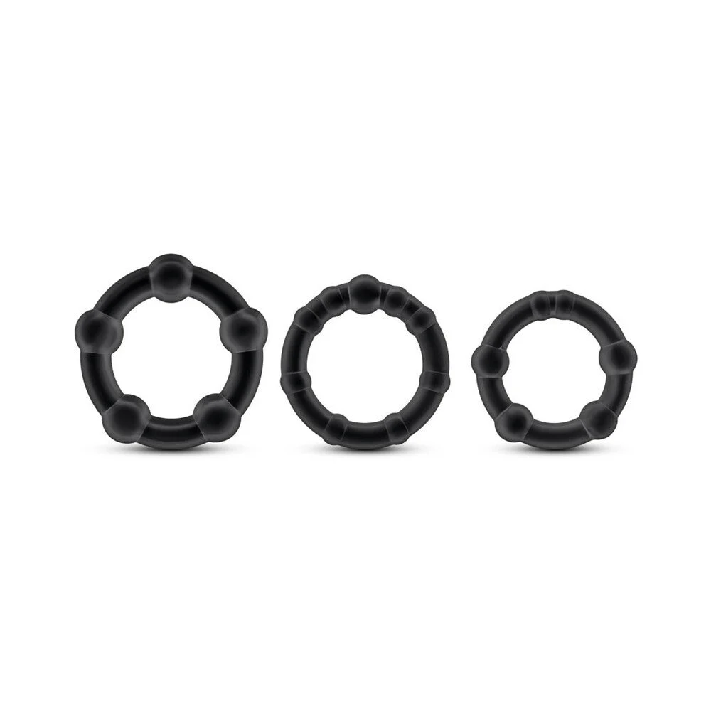 Stay Hard Beaded Cockrings Black