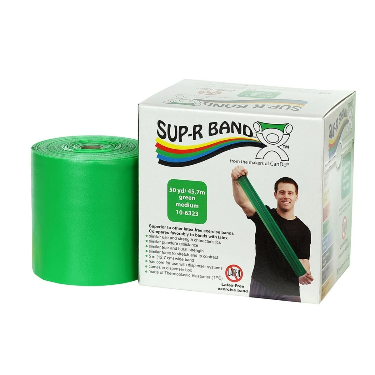 Sup-R Band Exercise Resistance Band, Green, 5 Inch x 50 Yard
