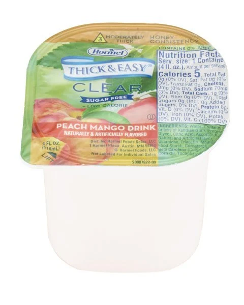 Thick & Easy Clear Honey Consistency Sugar-Free Peach Mango Thickened Beverage, 4 oz. Cup