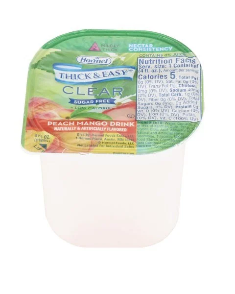 Thick & Easy Clear Nectar Consistency Sugar-Free Peach Mango Thickened Beverage, 4 oz. Cup