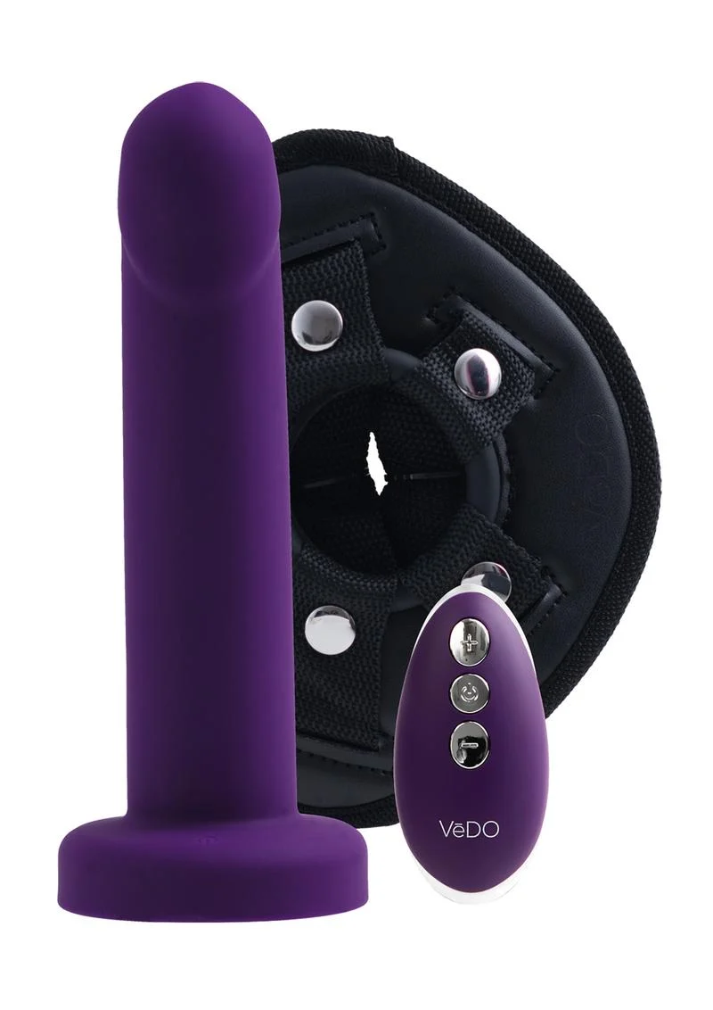 Vedo Strapped Silicone Rechargeable Vibrating Strap-On with Remote Control