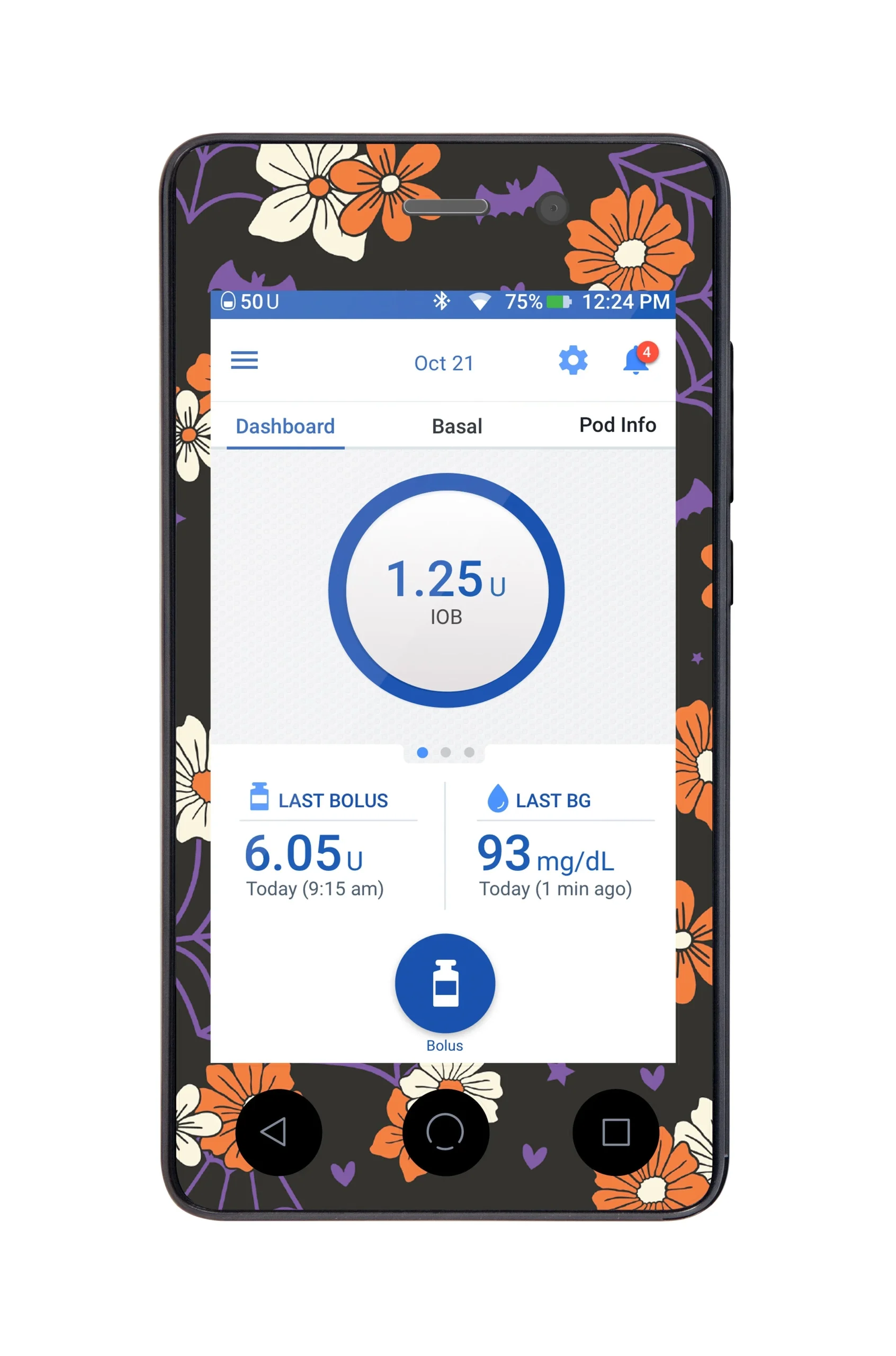 Webbed Flowers Sticker for Omnipod DASH PDM – Pump Peelz