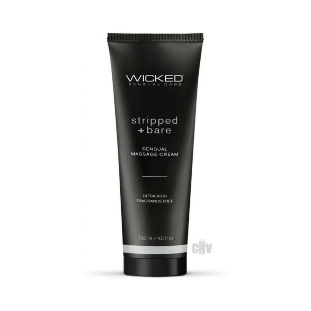 Wicked Stripped + Bare Unscented Sensual Massage Cream 4 Oz.